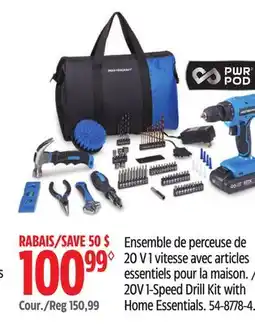 Canadian Tire Mastercraft 20V 1-Speed Drill Kit with Home Essentials offer