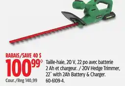 Canadian Tire 20V Hedge Trimmer, 22 with 24h Battery & Charger offer