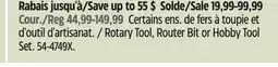 Canadian Tire Mastercraft Rotary Tool, Router Bit or Hobby Tool Set offer