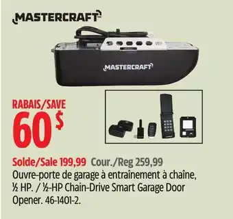 Canadian Tire Mastercraft 1/2 HP Chain Drive Ultra Quiet Smart Garage Door Opener offer