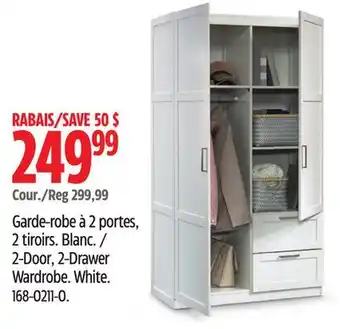 Canadian Tire Sauder 2-Door, 2-Drawer Wardrobe. White offer