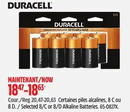 Canadian Tire Duracell Selected 8/C or 8/D Alkaline Batteries offer