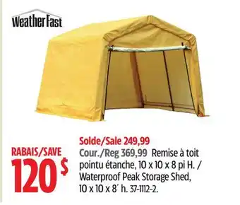 Canadian Tire Waterproof Peak Storage Shed offer