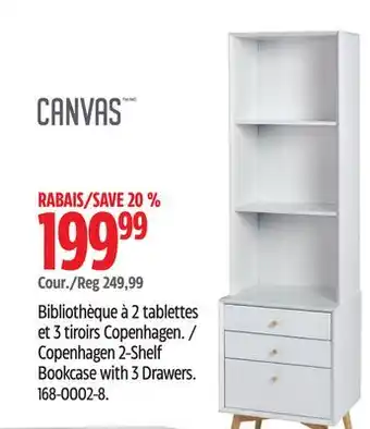 Canadian Tire CANVAS Copenhagen 2-Shelf Bookcase with 3Drawers offer