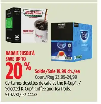 Canadian Tire Keurig Selected K-Cup Coffee and Tea Pods offer