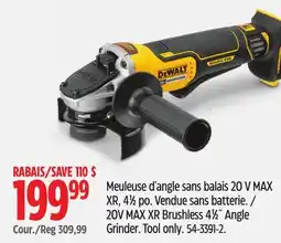 Canadian Tire DEWALT 20V MAX XR Brushless 41⁄2˝ Angle Grinder offer