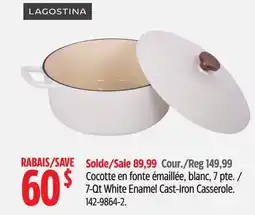 Canadian Tire Lagostina 7-Qt White Enamel Cast-Iron Casserole offer
