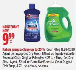 Canadian Tire Finish Jet Dry Rinse Agent, 621mL or Palmolive Essential Clean Original Dish Soap, 4.27L offer