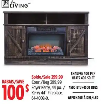Canadian Tire For living Kerry 44˝ Fireplace offer