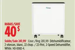 Canadian Tire For Living 22-Pint, 2-Speed Dehumidifier, White offer