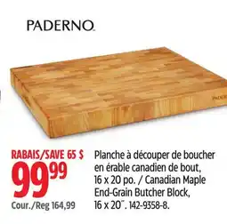 Canadian Tire PADERNO Canadian Maple End-Grain Butcher Block,16 x 20˝ offer