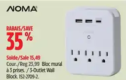 Canadian Tire NOMA 3-Outlet Wall Block offer