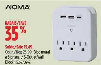 Canadian Tire NOMA 3-Outlet Wall Block offer