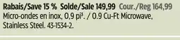 Canadian Tire Vida 0.9 Cu-Ft Microwave, Stainless Steel offer