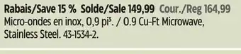 Canadian Tire Vida 0.9 Cu-Ft Microwave, Stainless Steel offer