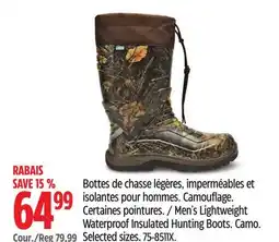 Canadian Tire Yukon Men's Lightweight Waterproof Insulated Hunting Boots offer