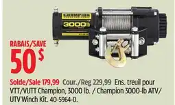 Canadian Tire Champion Power Equipment 3000-lb ATV/ UTV Winch Kit offer
