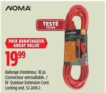 Canadian Tire NOMA 16´ Outdoor Extension Cord. Locking end offer