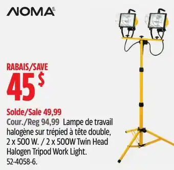 Canadian Tire Noma 2 x 500W Twin Head Halogen Tripod Work Light offer