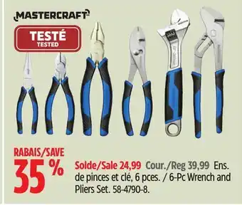 Canadian Tire Mastercraft 6-Pc Wrench and Pliers Set offer