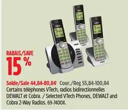 Canadian Tire Selected VTech Phones, DEWALT and Cobra 2-Way Radios offer