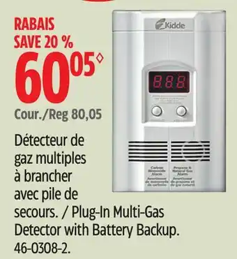 Canadian Tire Kidde Plug-In Multi-Gas Detector with Battery Backup offer