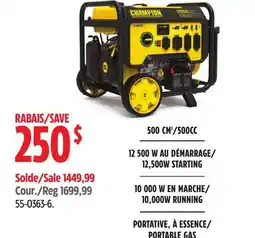 Canadian Tire Champion 500CC 12,500W STARTING 10,000W RUNNING PORTABLE GAS offer