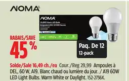 Canadian Tire A19 60W LED Light Bulbs. Warm White or Daylight offer