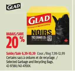 Canadian Tire Glad Selected Garbage and Recycling Bags offer