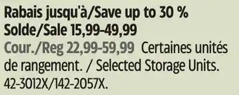 Canadian Tire type A Selected Storage Units offer