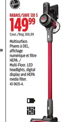 Canadian Tire Hoover Multi-Floor LED headlights, digital display and HEPA media filter offer