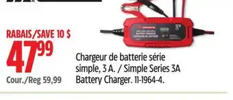 Canadian Tire Motomaster Simple Series 3A Battery Charger offer