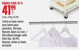 Canadian Tire Type A Slim Wood Hanger with Pant Bar, 40-Pk offer