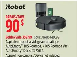 Canadian Tire Irobot 105 Roomba Vac + AutoEmpty Dock offer