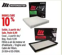 Canadian Tire Motomaster Engine and Cabin Air Filters offer