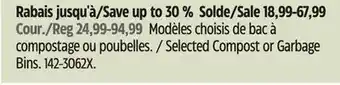 Canadian Tire Selected Compost or Garbage Bins offer