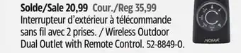 Canadian Tire Noma Wireless Outdoor Dual Outlet with Remote Control offer