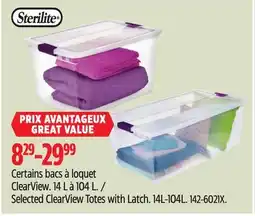 Canadian Tire Selected ClearView Totes with Latch offer