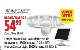 Canadian Tire Sunforce Solar LED Motion Sensor Light offer