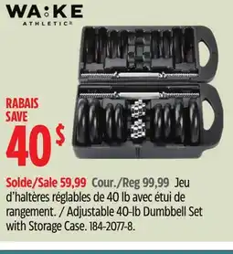 Canadian Tire WA:KE Adjustable 40-lb Dumbbell Set with Storage Case offer