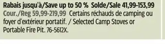 Canadian Tire Outbound Selected Camp Stoves or Portable Fire Pit offer