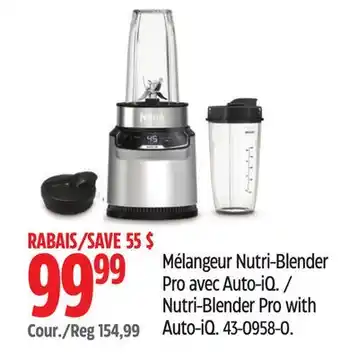 Canadian Tire Ninja Nutri-Blender Pro with Auto-iQ offer