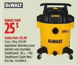 Canadian Tire Dewalt 45L Stealthsonic Quiet Wet/ Dry Vac offer