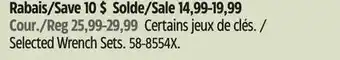 Canadian Tire Selected Wrench Sets offer