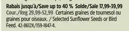 Canadian Tire Red Ribbon Selected Sunflower Seeds or Bird Feed offer