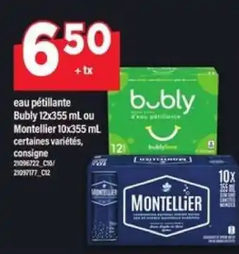 Maxi eau pétillante Bubly ou Montellier offer