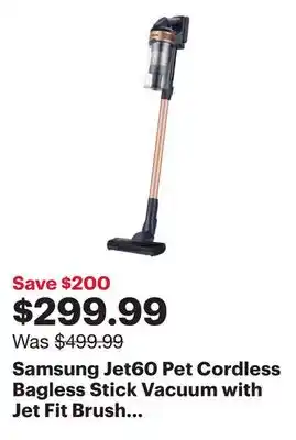 Best Buy Samsung Jet60 Pet Cordless Bagless Stick Vacuum with Jet Fit Brush - Rose Gold offer