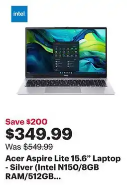 Best Buy Acer Aspire Lite 15.6 Laptop - Silver (Intel N150/8GB RAM/512GB SSD/Windows 11) offer