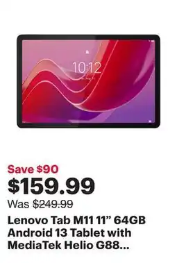 Best Buy Lenovo Tab M11 11 64GB Android 13 Tablet with MediaTek Helio G88 8-Core Processor - Luna Grey offer