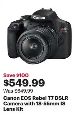 Best Buy Canon EOS Rebel T7 DSLR Camera with 18-55mm IS Lens Kit offer